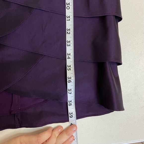 Adrianna Papell Tiered Ruffle‎ Metallic Iridescent Silk Purple Dress Women's 8 - Picture 13 of 16